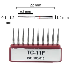 FRESA DE DIAMANTE CILINDRICAS ROJAS CON PUNTA TC-11F