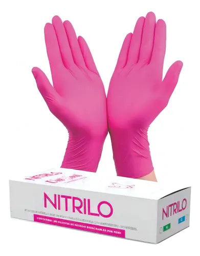 GUANTES DE NITRILO ROSA CH