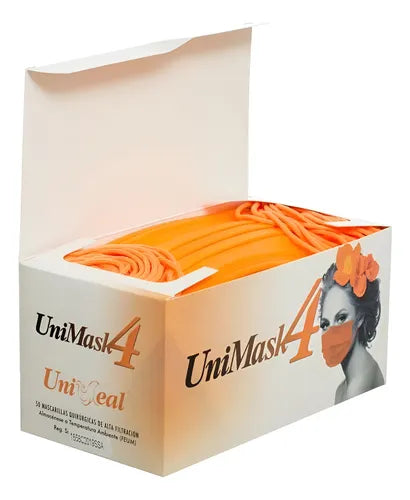 CAJA CUBREBOCAS NARANJA UNIMASK4