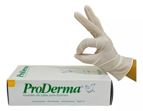 CAJA DE GUANTES UNISEAL LATEX PRODERMA XCHICO BLANCO