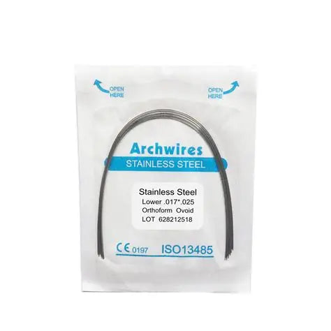 Arco archwires stainless steel 0.017 x .025 lower paquete