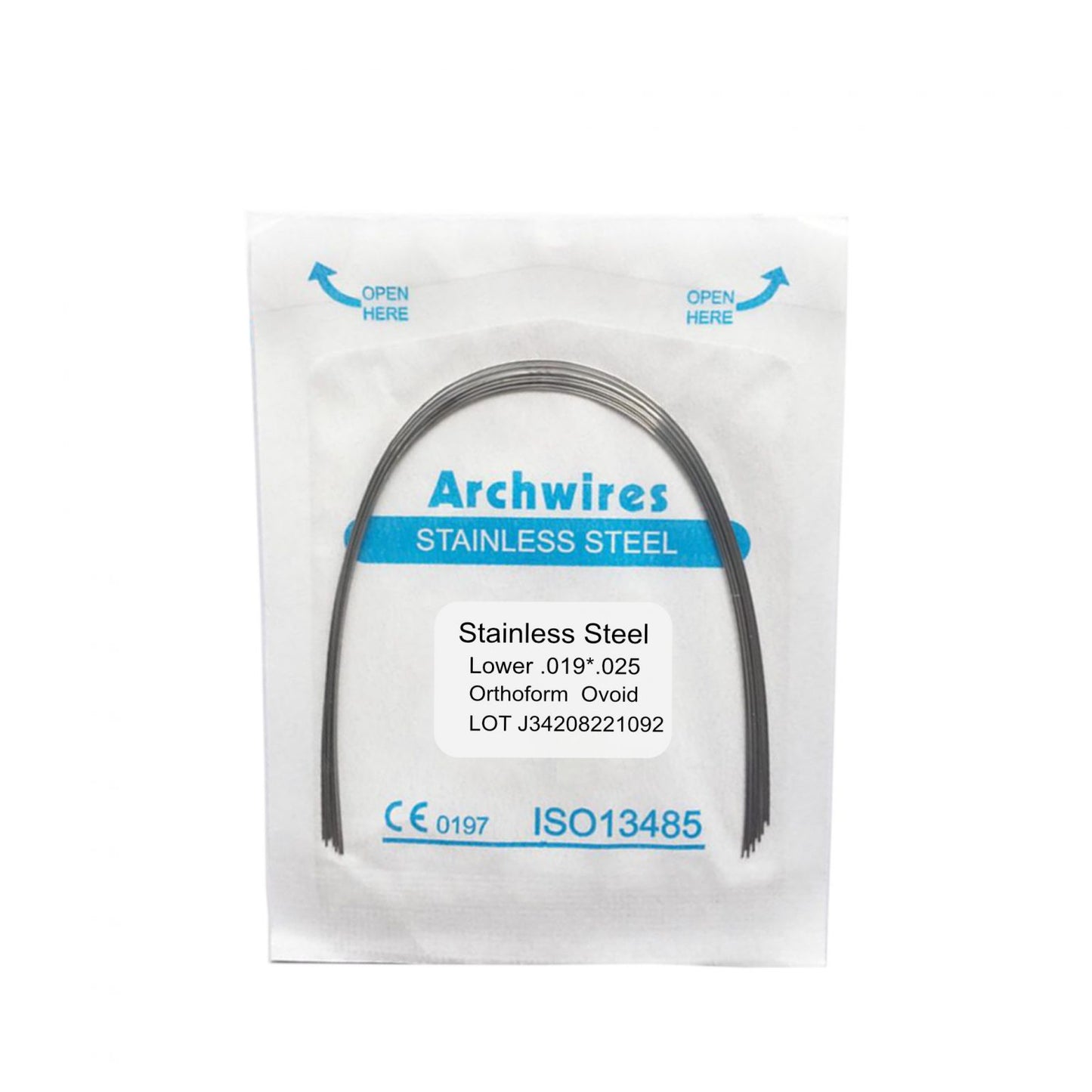 arco stainless steel .019 x .025 Upper/Lower natural por paquete